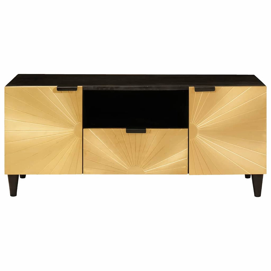 TV-kast met lade Zwart en Goud 105 x 33 x 46 cm Bewerkt hout