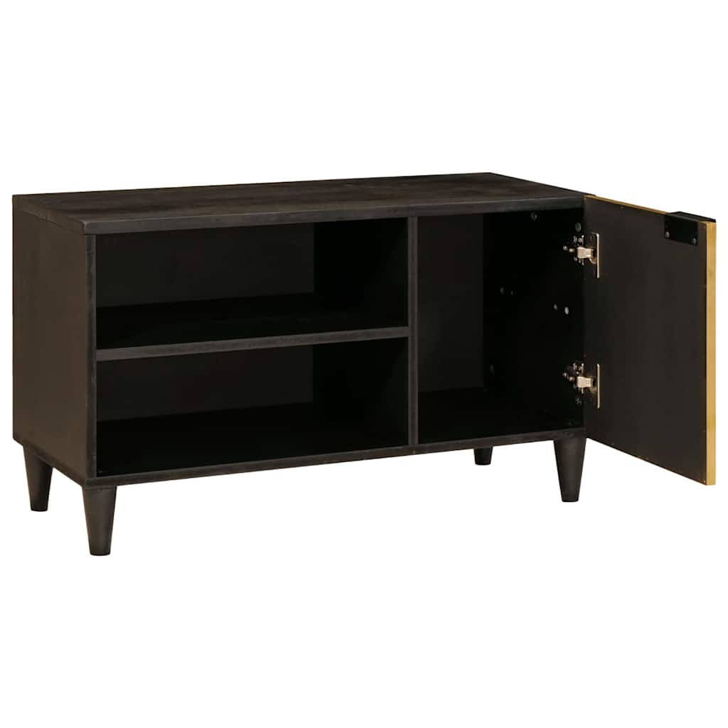 TV-kast met plank Zwart en Goud 80 x 33 x 46 cm Bewerkt hout