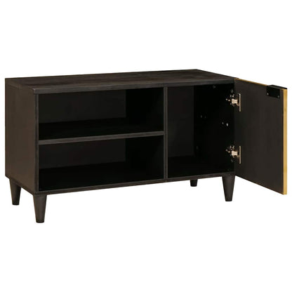 TV-kast met plank Zwart en Goud 80 x 33 x 46 cm Bewerkt hout