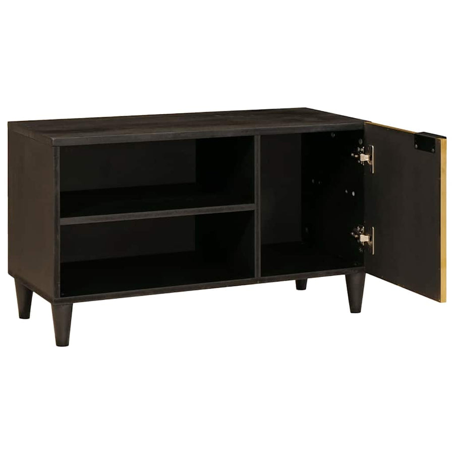 TV-kast met plank Zwart en Goud 80 x 33 x 46 cm Bewerkt hout