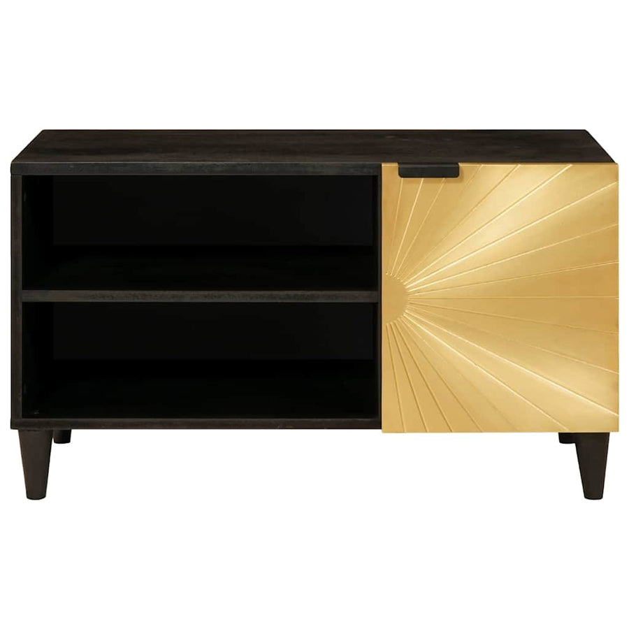 TV-kast met plank Zwart en Goud 80 x 33 x 46 cm Bewerkt hout
