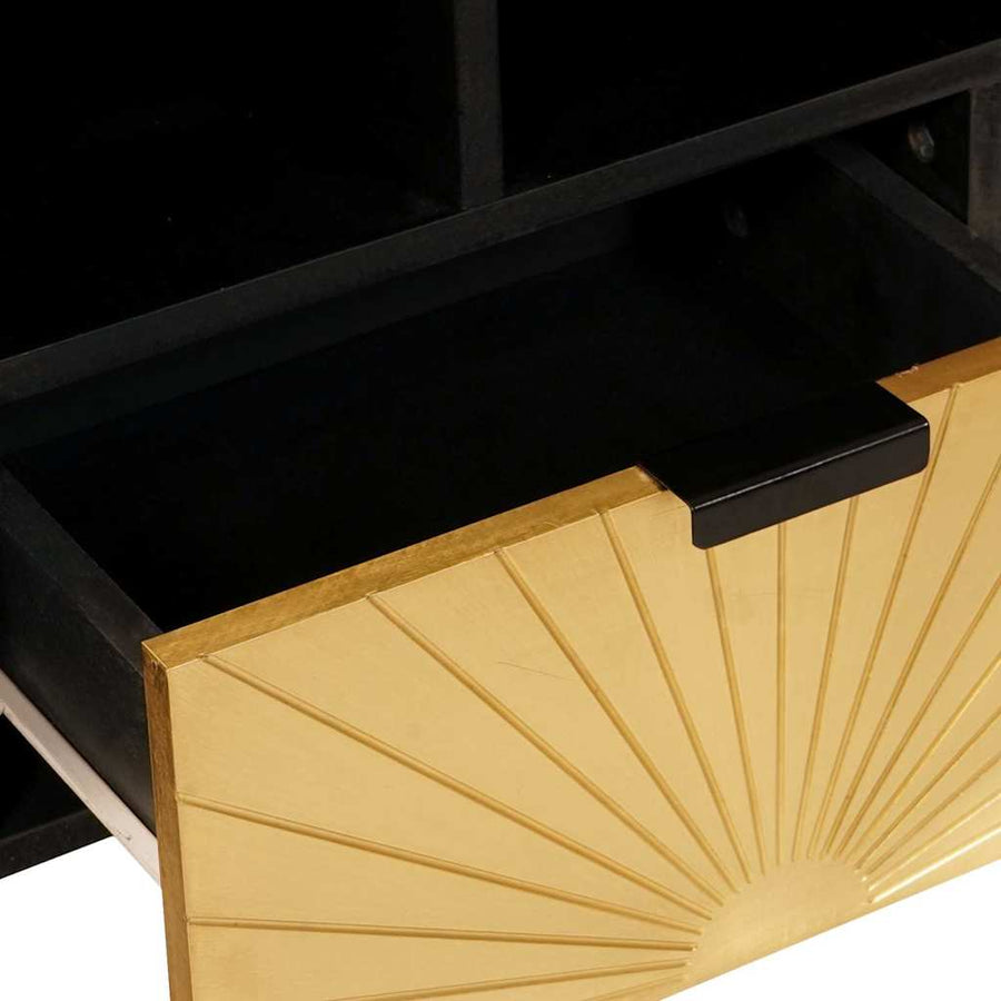 TV-kast met lade Zwart en Goud 100 x 33 x 46 cm Bewerkt hout