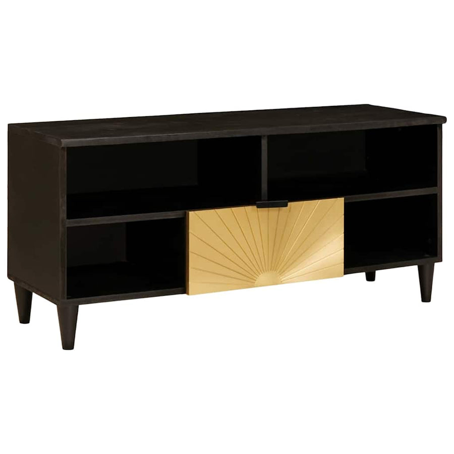 TV-kast met lade Zwart en Goud 100 x 33 x 46 cm Bewerkt hout