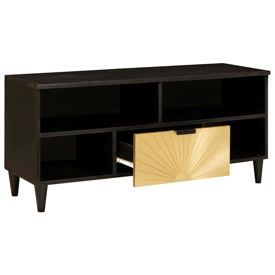TV-kast met lade Zwart en Goud 100 x 33 x 46 cm Bewerkt hout