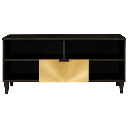 TV-kast met lade Zwart en Goud 100 x 33 x 46 cm Bewerkt hout
