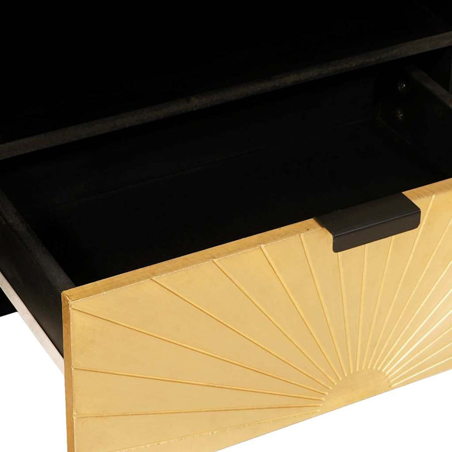 TV-kast Zwart en Goud 80 x 33 x 46 cm massief mangohout