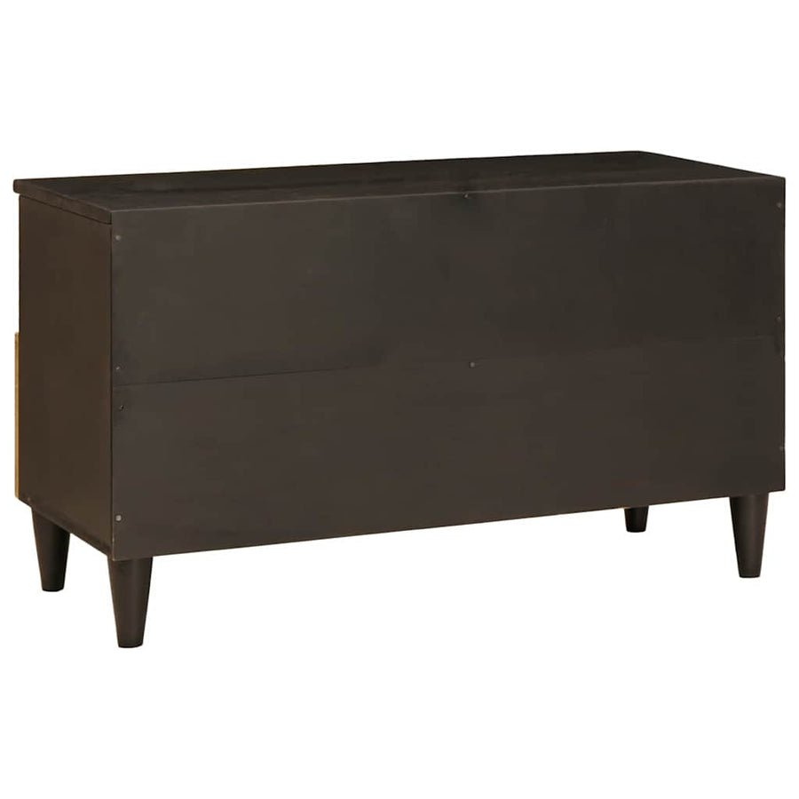 TV-kast Zwart en Goud 80 x 33 x 46 cm massief mangohout