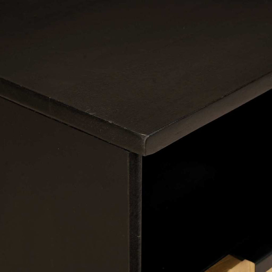 TV-kast met lade Zwart en Goud 100 x 33 x 46 cm Bewerkt hout