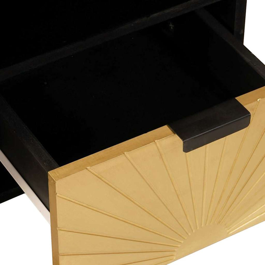 TV-kast met lade Zwart en Goud 100 x 33 x 46 cm Bewerkt hout
