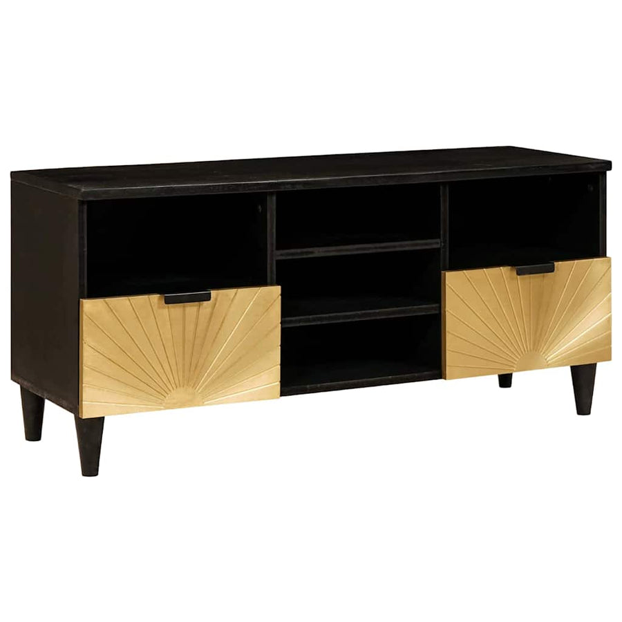 TV-kast met lade Zwart en Goud 100 x 33 x 46 cm Bewerkt hout