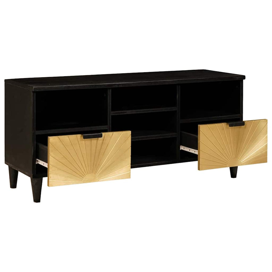 TV-kast met lade Zwart en Goud 100 x 33 x 46 cm Bewerkt hout