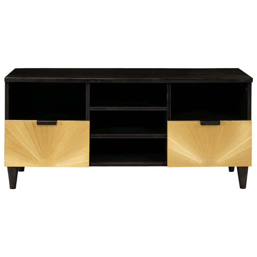 TV-kast met lade Zwart en Goud 100 x 33 x 46 cm Bewerkt hout