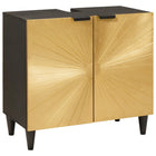 Wastafelkast massief mangohout zwart goud 62x33x58 cm
