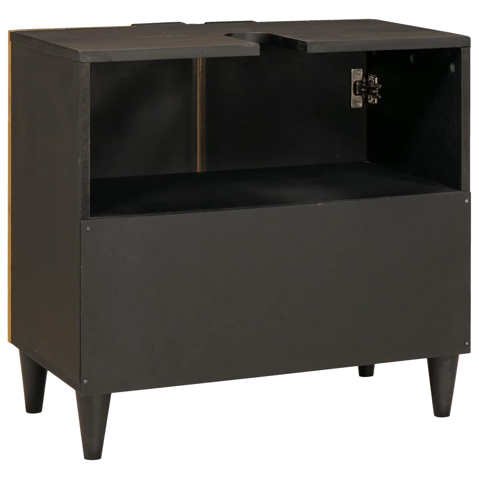 Wastafelkast Zwart en Goud 62 x 33 x 58 cm Massief Mango Hout