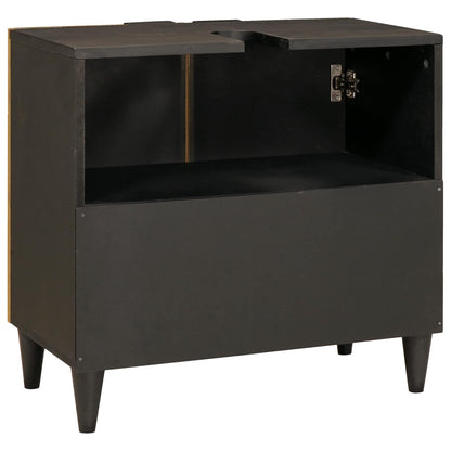 Wastafelkast Zwart en Goud 62 x 33 x 58 cm Massief Mango Hout