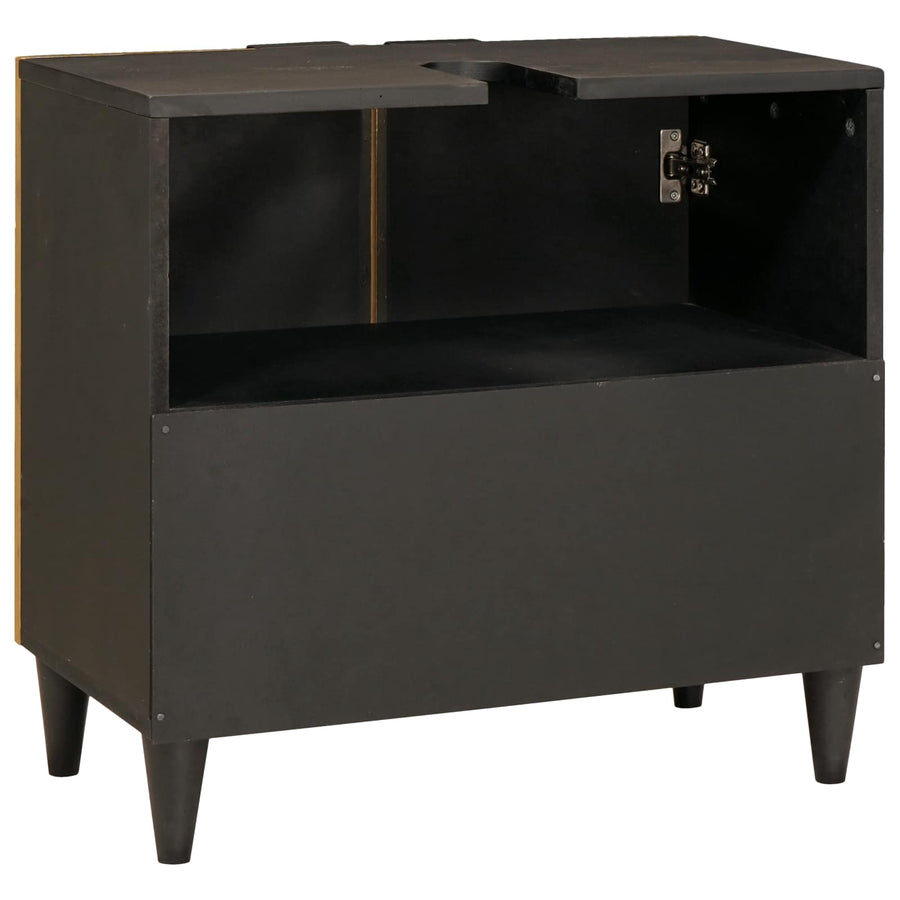 Wastafelkast Zwart en Goud 62 x 33 x 58 cm Massief Mango Hout