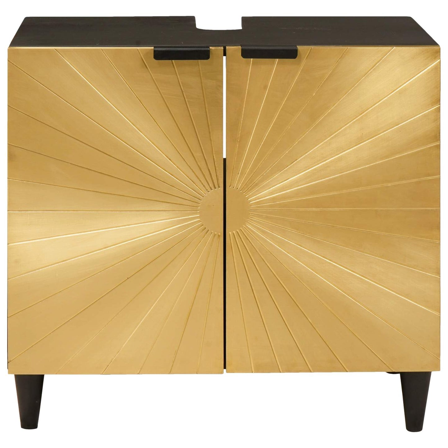 Wastafelkast Zwart en Goud 62 x 33 x 58 cm Massief Mango Hout