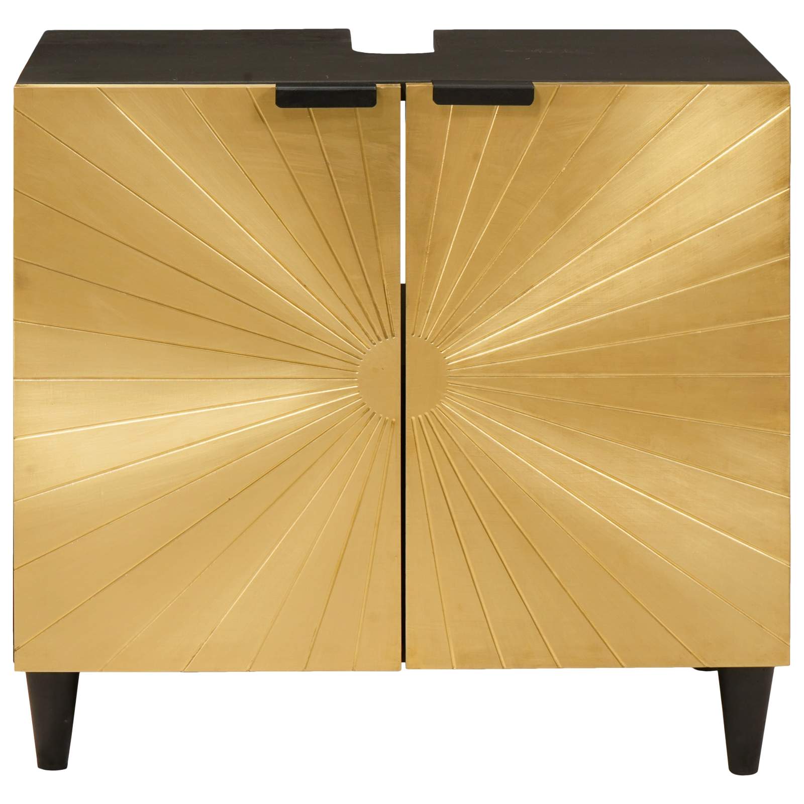 Wastafelkast Zwart en Goud 62 x 33 x 58 cm Massief Mango Hout