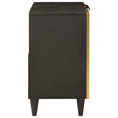 Wastafelkast Zwart en Goud 62 x 33 x 58 cm Massief Mango Hout
