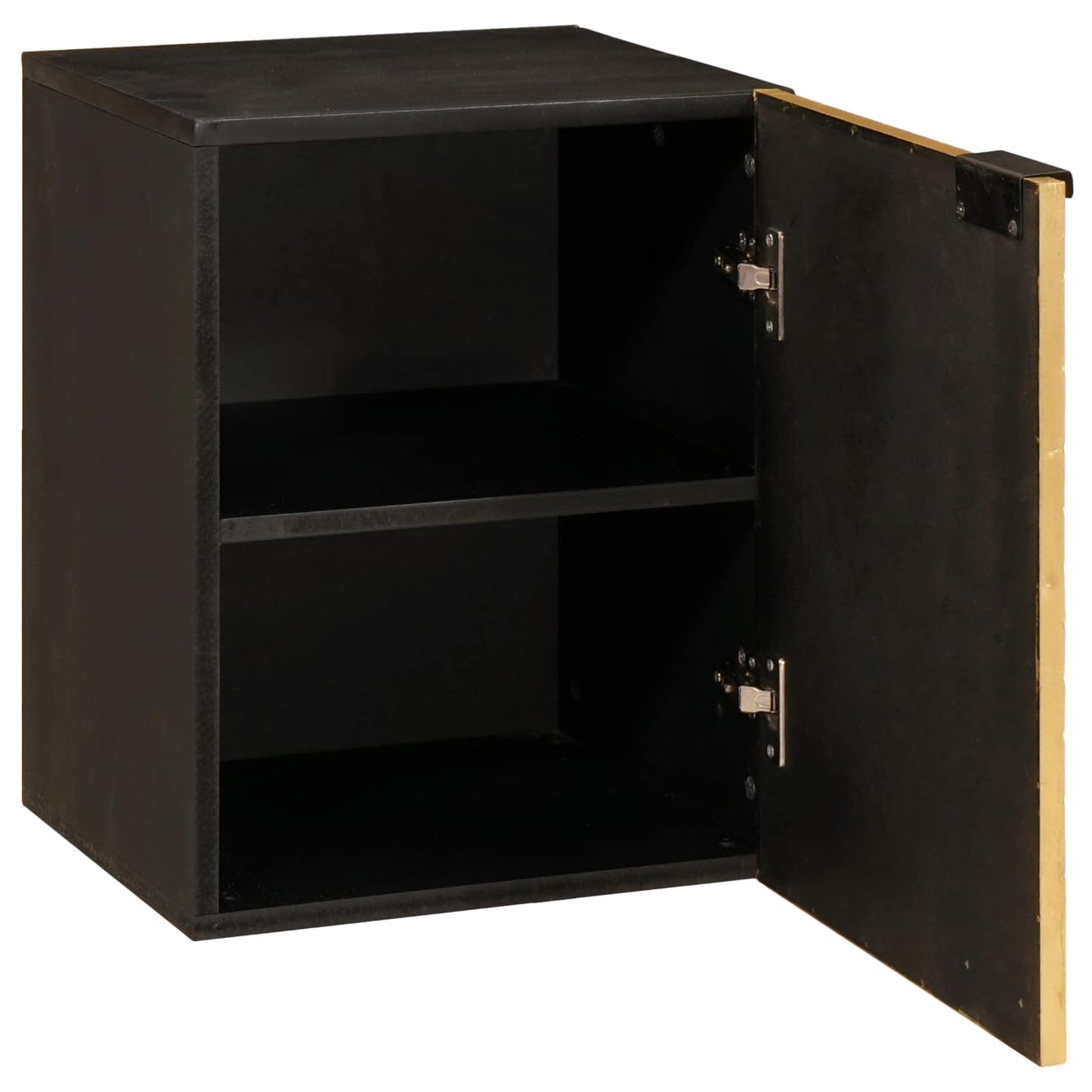 Badkamerkast Zwart en Goud 38 x 33 x 48 cm Massief Mango Hout