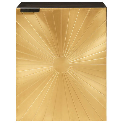 Badkamerkast Zwart en Goud 38 x 33 x 48 cm Massief Mango Hout