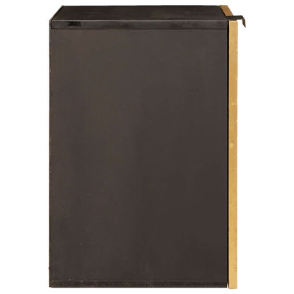 Badkamerkast Zwart en Goud 38 x 33 x 48 cm Massief Mango Hout