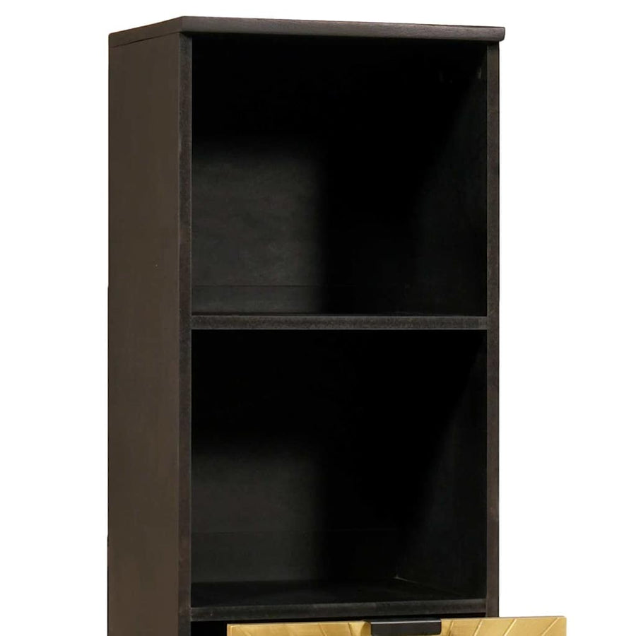 Badkamerkast Zwart en Goud 38 x 33 x 160 cm Massief Mango Hout