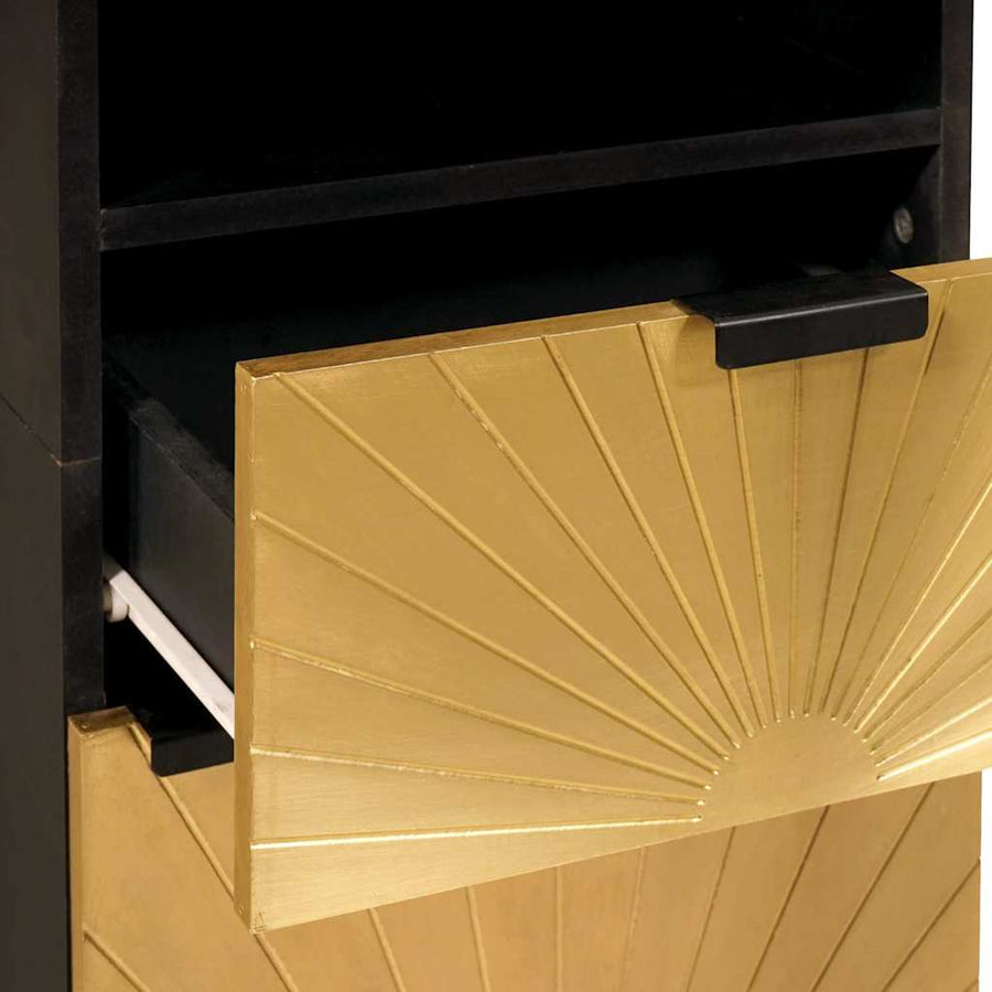 Badkamerkast Zwart en Goud 38 x 33 x 160 cm Massief Mango Hout