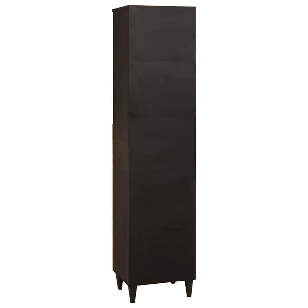 Badkamerkast Zwart en Goud 38 x 33 x 160 cm Massief Mango Hout