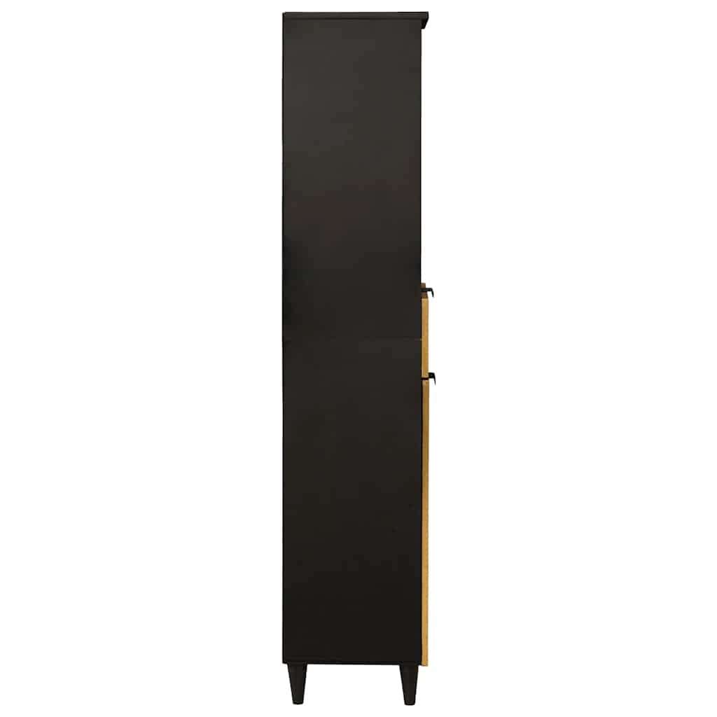 Badkamerkast Zwart en Goud 38 x 33 x 160 cm Massief Mango Hout