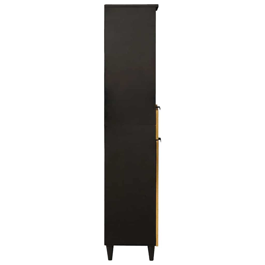 Badkamerkast Zwart en Goud 38 x 33 x 160 cm Massief Mango Hout