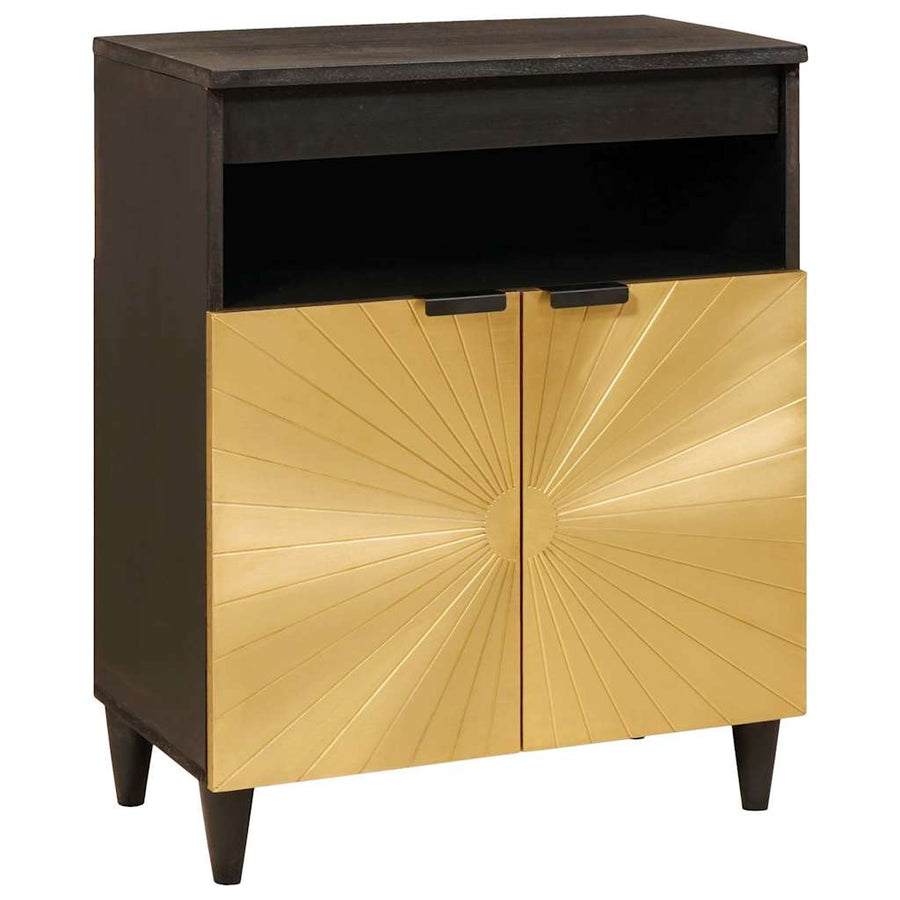 Dressoir Zwart en Goud 60 x 33 x 75 cm Massief Mango Hout