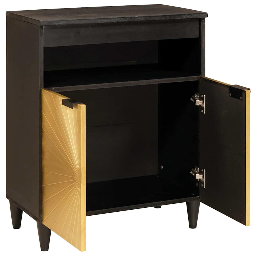 Dressoir Zwart en Goud 60 x 33 x 75 cm Massief Mango Hout