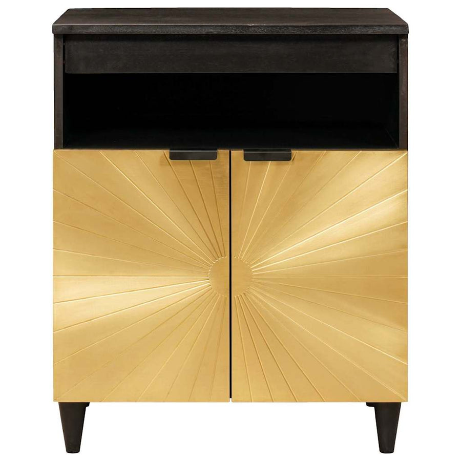 Dressoir Zwart en Goud 60 x 33 x 75 cm Massief Mango Hout