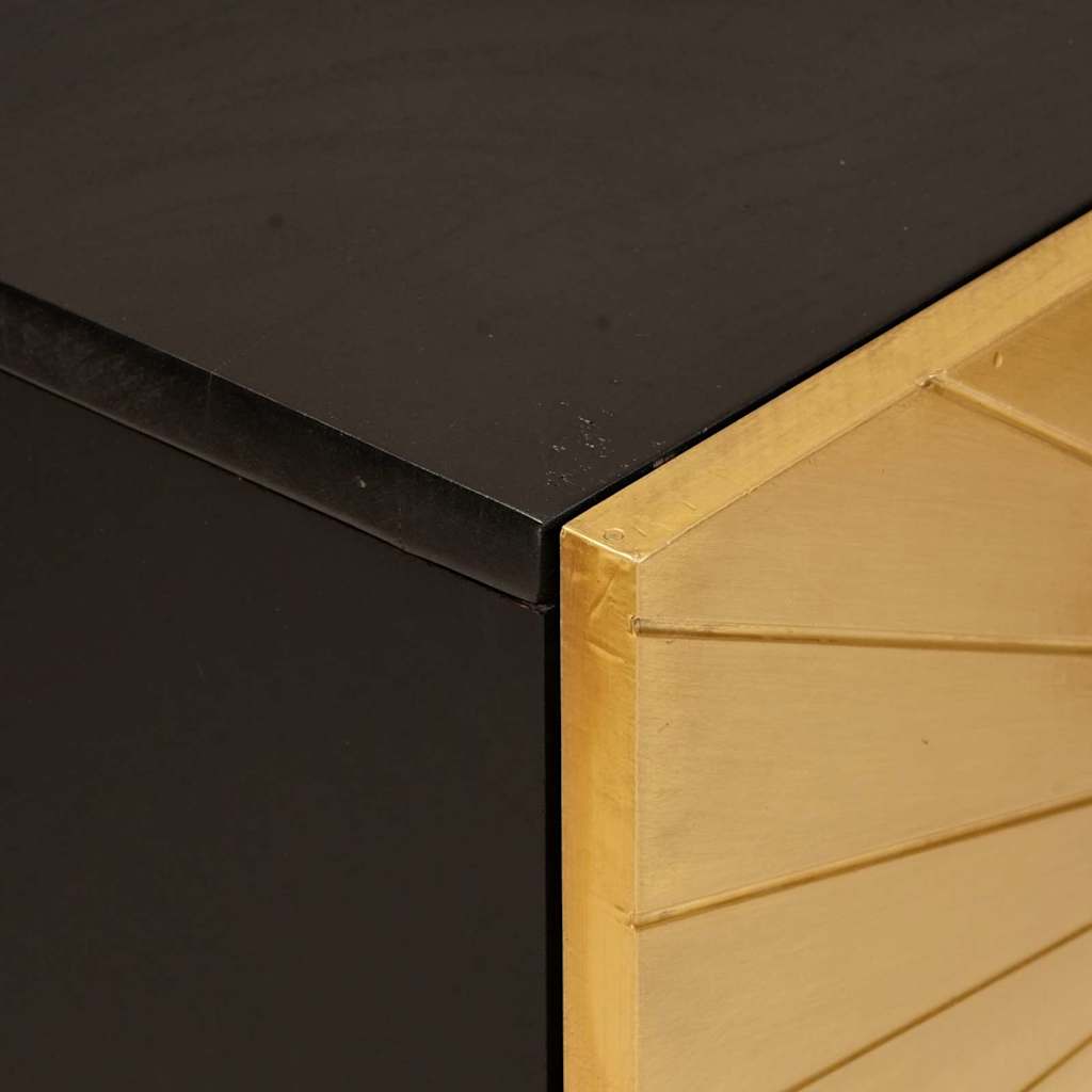 Bijzetkast Zwart en Goud 60 x 33.5 x 75 cm massief mangohout