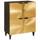 Bijzetkast massief mangohout zwart goud 60x33,5x75 cm