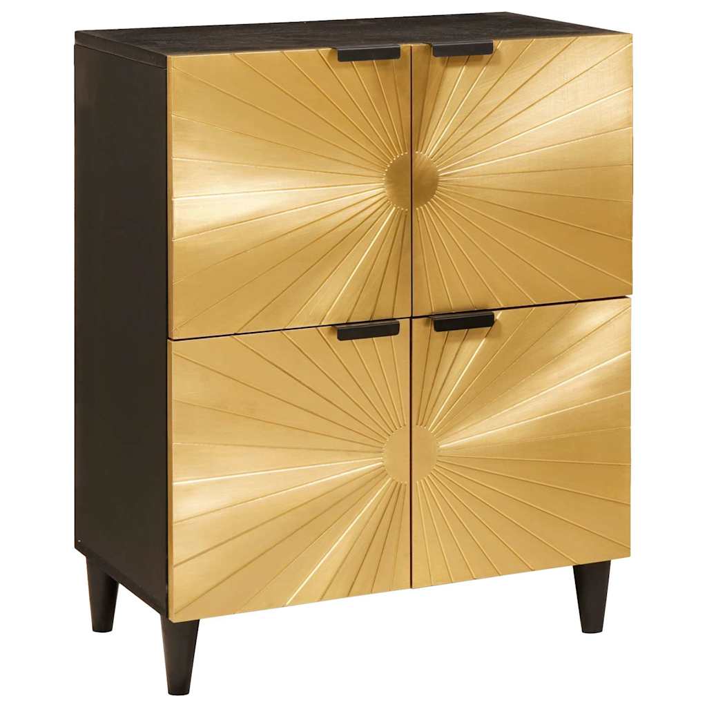 Bijzetkast Zwart en Goud 60 x 33.5 x 75 cm massief mangohout