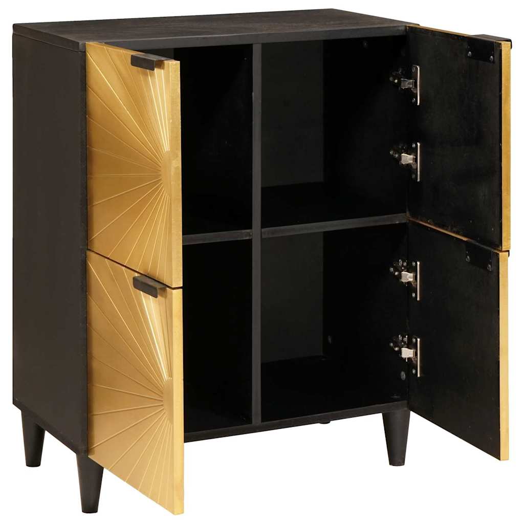 Bijzetkast Zwart en Goud 60 x 33.5 x 75 cm massief mangohout