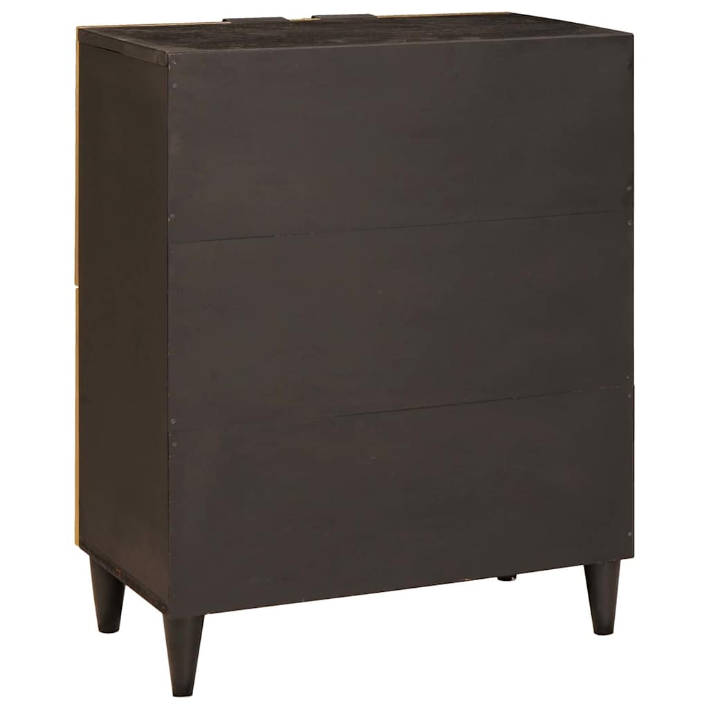 Bijzetkast Zwart en Goud 60 x 33.5 x 75 cm massief mangohout