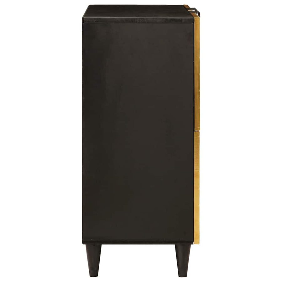 Bijzetkast Zwart en Goud 60 x 33.5 x 75 cm massief mangohout