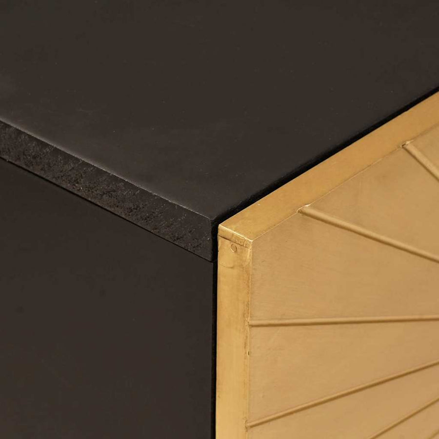 Bijzetkast Zwart en Goud 80 x 33,5 x 75 cm Massief Mango Hout