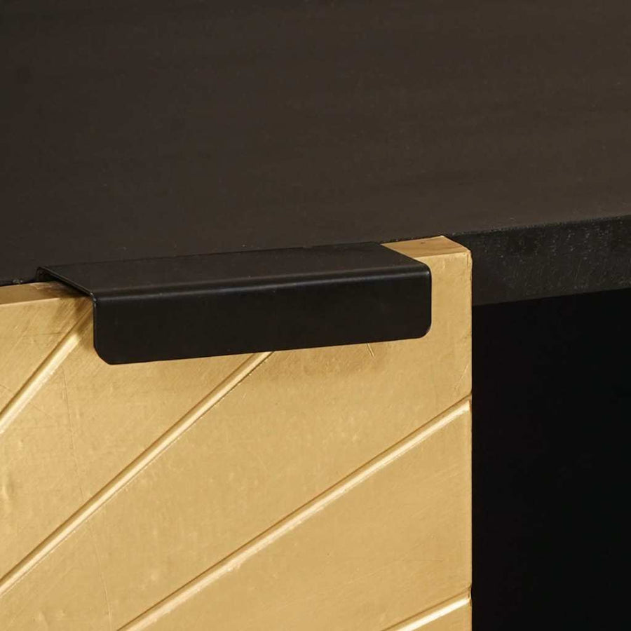 Bijzetkast Zwart en Goud 80 x 33,5 x 75 cm Massief Mango Hout