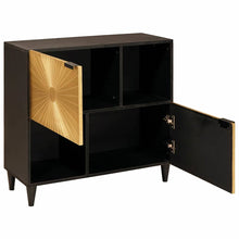Bijzetkast Zwart en Goud 80 x 33,5 x 75 cm Massief Mango Hout