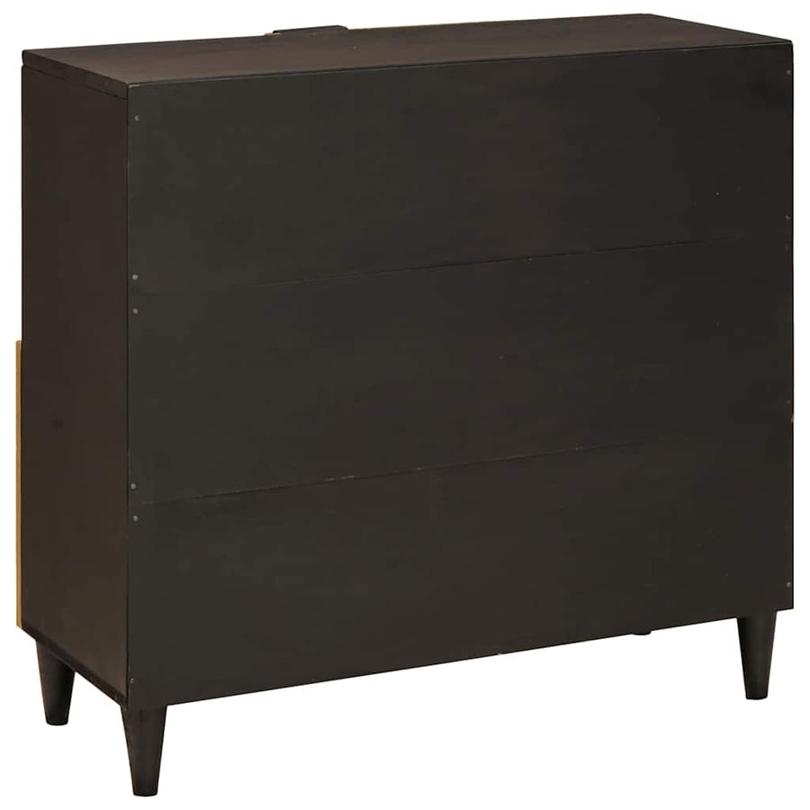 Bijzetkast Zwart en Goud 80 x 33,5 x 75 cm Massief Mango Hout