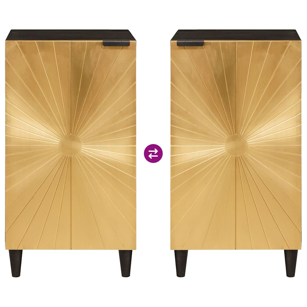 Bijzetkast Zwart en Goud 80 x 33,5 x 75 cm Massief Mango Hout