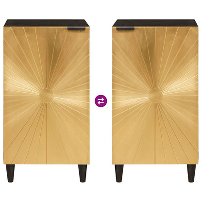 Bijzetkast Zwart en Goud 80 x 33,5 x 75 cm Massief Mango Hout