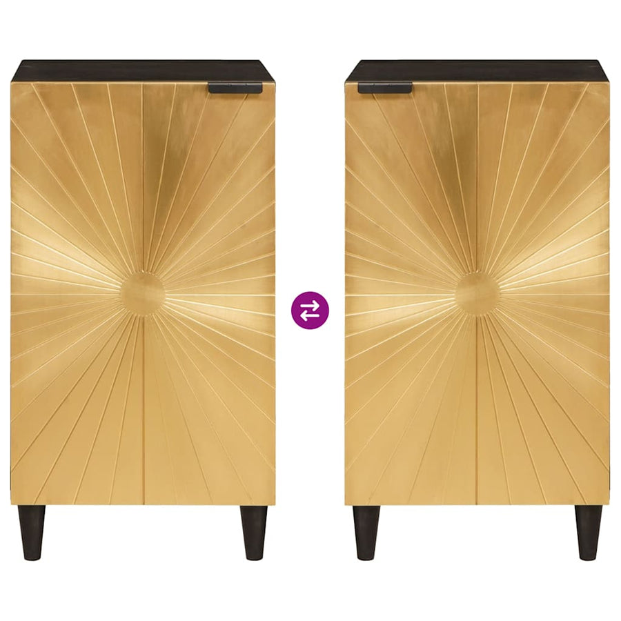 Bijzetkast Zwart en Goud 80 x 33,5 x 75 cm Massief Mango Hout