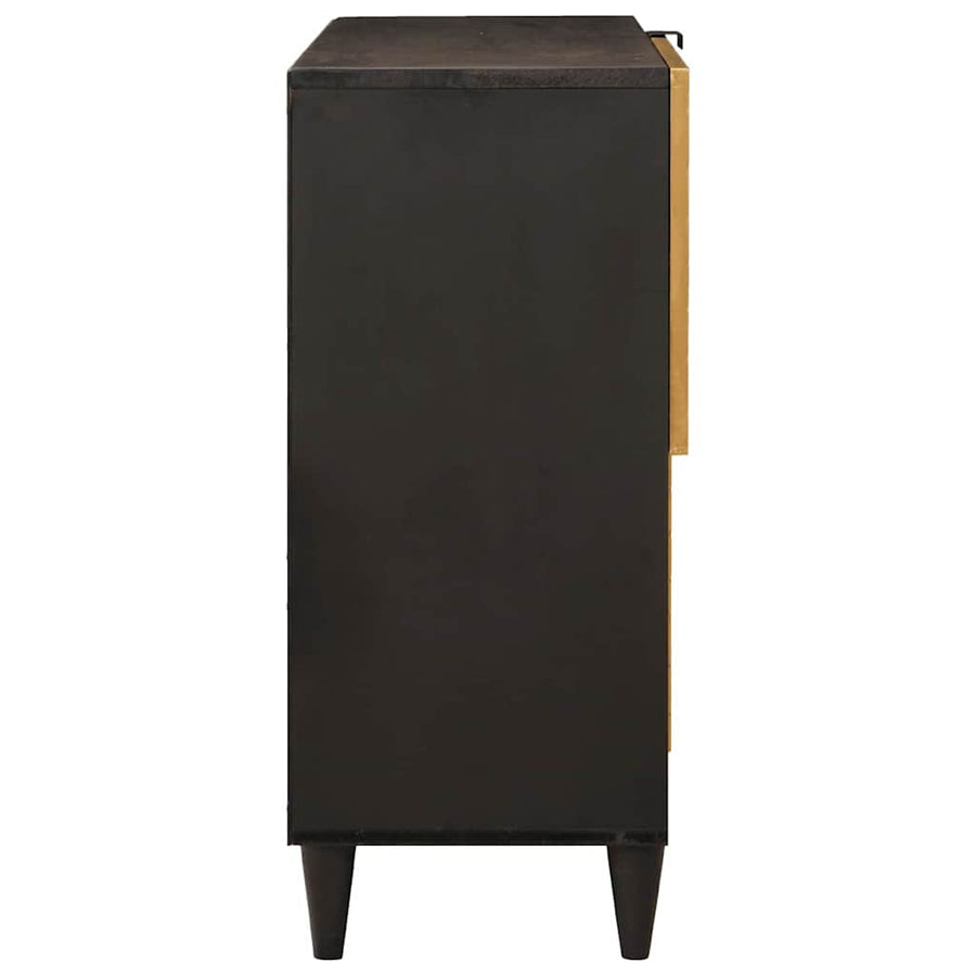 Bijzetkast Zwart en Goud 80 x 33,5 x 75 cm Massief Mango Hout