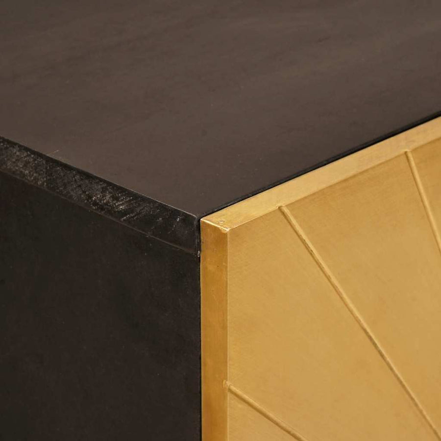 Bijzetkast Zwart en Goud 60 x 33,5 x 100 cm Massief Mango Hout