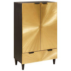 Side Cabinet Black and Gold 60 x 33.5 x 100 cm Solid Mango Wood